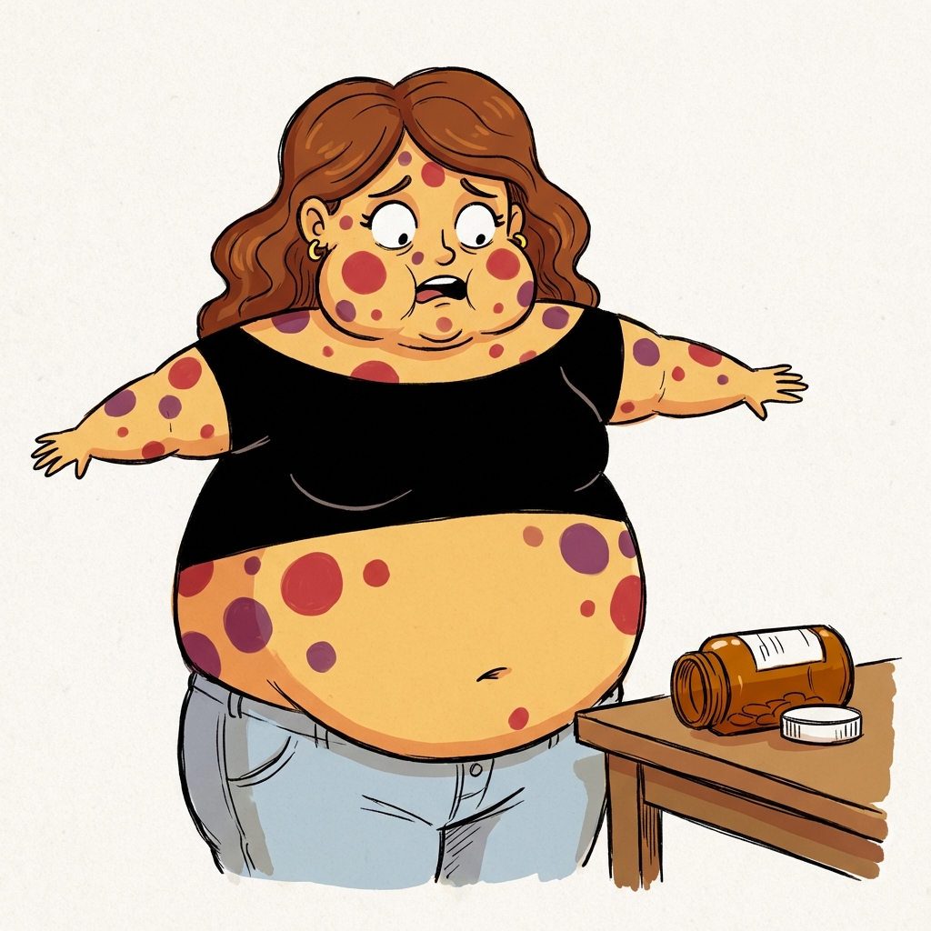 Woman comically exploding after mixing two medications