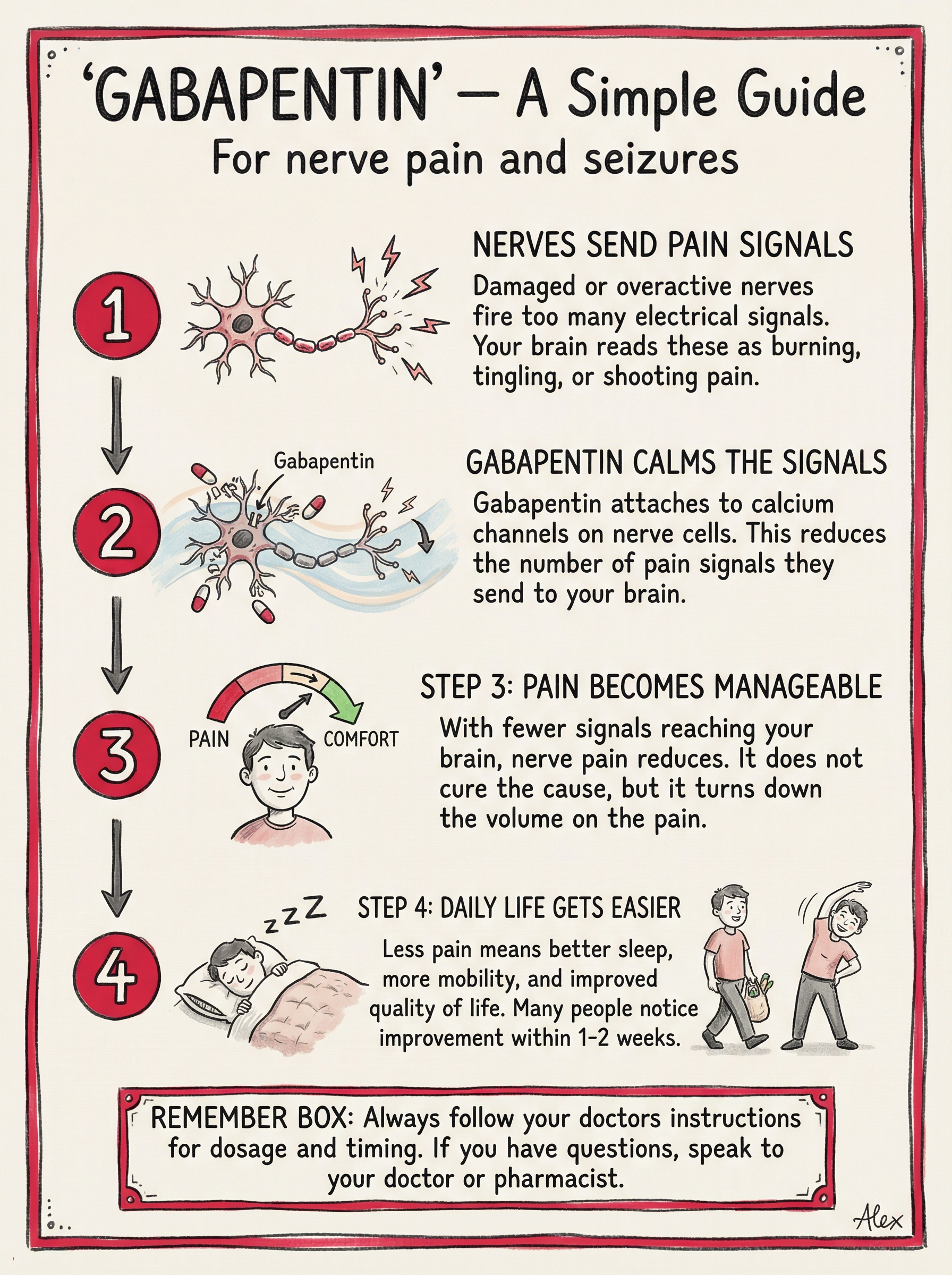 Gabapentin infographic — nerve pain and seizure medication